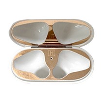 힐링쉴드 에어팟 1 / 2세대 유선충전모델 철가루 방지 스티커 메탈 상하 세트, 로즈골드 무광