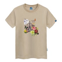 진마니아 나비와 에펠탑 라운드 남녀공용 빅사이즈 반팔티 TS-419