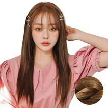 여자 인모 슬림 5피스 스트레이트 밀착스킨 셀프 붙임머리, 라이트 골드 브라운, 1개