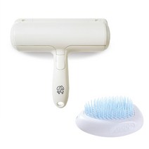 멍냥 반려동물 털 제거 반영구 돌돌이 19cm + 브러쉬 세트, 랜덤발송(돌돌이), 블루(브러쉬), 1세트