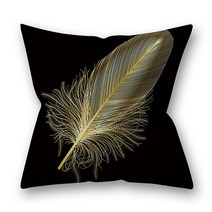 콩 Klivinghome 블랙골드 리프 쿠션커버