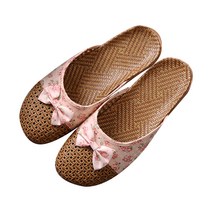 앤티스 썸머 라탄 논슬립 여성 거실화, 핑크