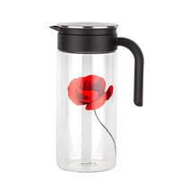 넥스코 내열유리 냉장고 물병, 플라워 + 블랙, 1400ml