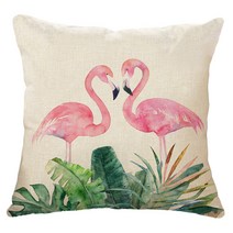 알럽홈 플라밍고 일러스트 린넨 쿠션커버