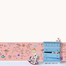 유니크만능시트벽지 색칠 낙서 그림 스티커, 바다풍경핑크(핑크)