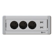 비아이에스 수동 회전 3구 멀티탭 USB 실버 BID-203M, 1개