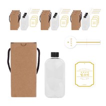 일반검정캡 납작페트 공병 300ml + 로얄밀크티 화이트S 스티커 2종 세트, 10세트