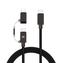 디케이 2 in 1 USB C타입 8핀 피디 고속 충전 케이블, 혼합색상, 1개