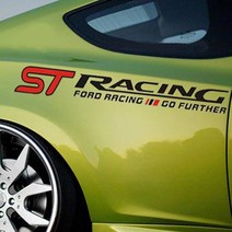 개굿카 RACING ST 레이싱 튜닝 차량용 데칼스티커 양방향 2p세트, 블랙 + 레드, 1세트