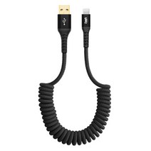 [스프링핀4x15] 유엠투 8핀 라이트닝 고속 충전 스프링 USB 케이블 UMCA-SALMFi, 블랙, 1개