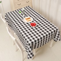 알럽홈 컬러체크 웨이브 정사각형 식탁보, 블랙, 160 x 160 cm