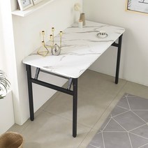 블랙 철제 다리 접이식 테이블 1000 x 600 mm, 마블링