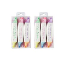 모모팝 스위트 트윈 형광펜 3종 세트, Green + Yellow, Pink + Blue, Violet + Orange, 2세트