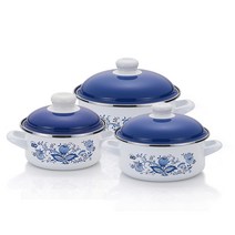 ELO 쯔벨 낮은형 인덕션 법랑냄비 세트 3개, 혼합색상, 양수냄비 16cm + 20cm + 24cm