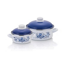 ELO 쯔벨 낮은형 인덕션 법랑냄비 세트 2개, 혼합색상, 양수냄비 14cm + 24cm