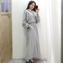 이힝 루즈핏 허리밴딩 가을 봄 후드 롱원피스