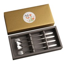 엔젤하트 롱티스푼 2p + 롱포크 2p 생신답례품A, 6세트, 롱티스푼 + 롱포크 + 스티커 + 선물포장