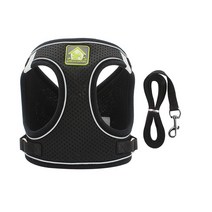 빛반사 조끼형 강아지 하네스, 블랙