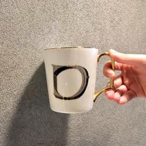 골드 알파벳 머그컵 350ml, D, 1개
