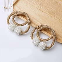 알럽홈 진주알 자석 커튼 타이백 49cm, 옐로우, 2개