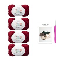 모스 스티치 네키 머플러 뜨개질 DIY 패키지, 1세트, 뜨개실(248 블러디와인), 바늘(랜덤발송)