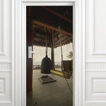 수풀 고급 엠보싱 베이지 우드목 현관문 시트, 한국명소 겨울 강원도 낙산사 03