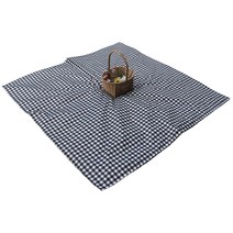 더해피 양면 방수 핸드메이드 피크닉 매트, 체크 블랙