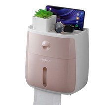 화장실 생리대보관 휴대폰 거치 방수 휴지걸이, 베이비핑크