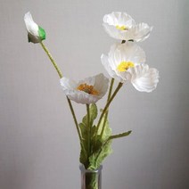 조화 양귀비 꽃장식 인테리어 소품 화병 데코, 화이트