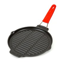 원형 주물 그릴팬 + 실리콘 핸들 세트 인덕션 IH, 1개, 23 cm