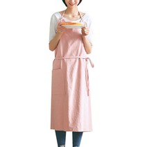카페클럽 바리스타 데님 앞치마 공방 린넨 24 8부 일자형 린넨 앞치마, 연핑크, 1개