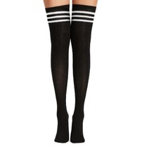 헬로버디 여성용 발렌티노루디 골프 오버니삭스, 블랙 + 흰줄