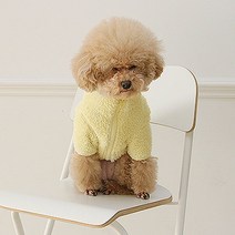 싱글멍글 강아지 뽀그리 후리스 아우터, yellow