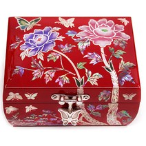 박씨상방 자개 굴림 미니보석함 목단 11cm 적, 1개