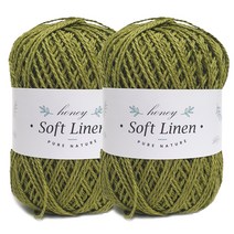 니뜨 소프트 린넨 뜨개실 70g x 2p, 312 올리브, 2개