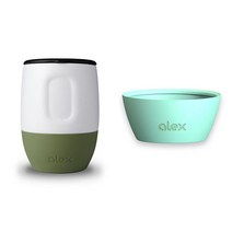 알렉스 텀블러 + 슬리브, 화이트 + 올리브(텀블러), 틸(슬리브), 355ml