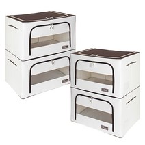 벨라홈 프리미엄 대용량 인테리어 리빙박스 66L, 아이보리, 4개