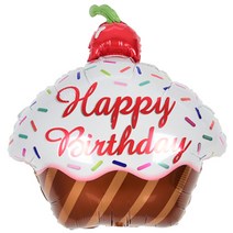 컵케익 생일파티 호일 풍선, 브라운, 1개