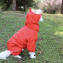 도그월드 반려동물 소형견 중형견 대형견 올인원 우비, 레드