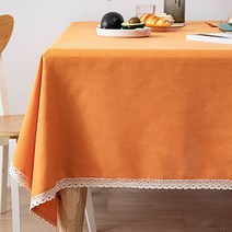 마켓에이 앤틱풍 레이스 방수 테이블매트, 오렌지, 90 x 140 cm