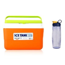 KOMAX 아이스박스 8.5L + 휴대물병 600ml 세트, 오렌지(아이스박스), 블루(물병)