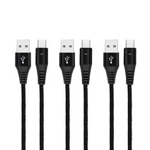 베리어 LED C타입 고속충전 케이블 3p, 1.2m, 3개, 블랙