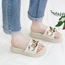 디아 여성용 볼드링 골드체인 통굽 키높이 슬리퍼 5cm