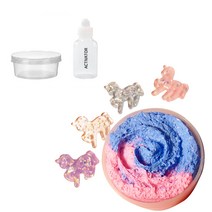 팔레트슬라임 유니콘 머랭 쿠키 액체괴물 150ml + 파츠 세트, 핑크 + 보라(액체괴물), 랜덤발송(파츠)