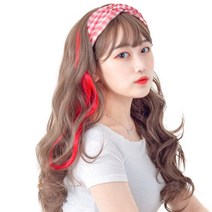 가발위드 단색 웨이브 컬러 포인트 피스 5p + 트윙클 붙임머리 세트, 레드(컬러피스), 랜덤발송(붙임머리), 1세트