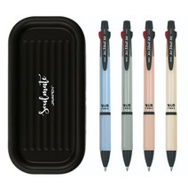 자바펜 제트3볼 비즈 빈티지 볼펜 0.7mm 4종 + 소울메이트 펜트레이 세트, 블루, 옐로우, 올리브, 피치(볼펜), 블랙(펜트레이), 1세트