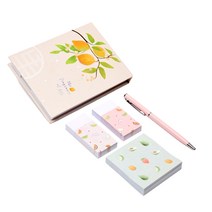 마켓에이 봄날 점착메모지 3종 + 볼펜 세트, 레몬, 1세트
