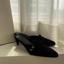 스웨이드 스틸레토 스트랩 블로퍼 5cm