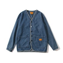 맨즈건 남자 노카라 빈티지 데님 가디건 자켓 00802