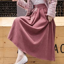 비비에모 허리스트링 하프 톤 가을 겨울 플레어 스커트 00515